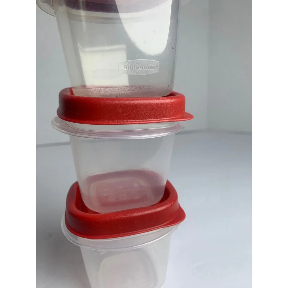 Rubbermaid TakeAlongs 4oz‎ Small Snack Food Storage Containers Red Lids Set of 3